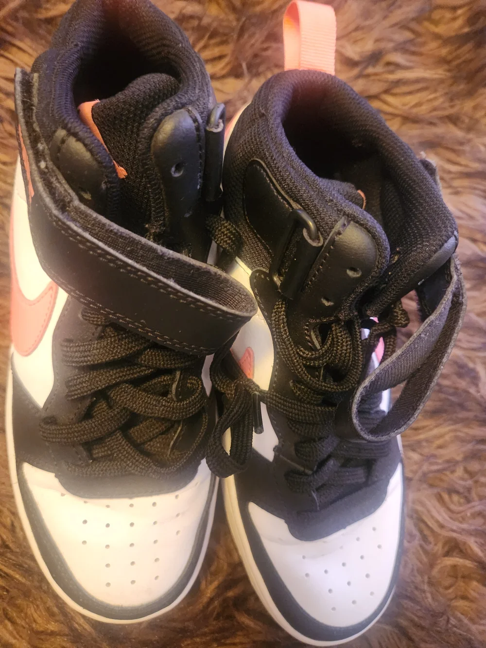 Nike Women’s Black White and Coral High-Top Sneakers